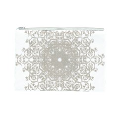 Silver Snowflake Doily Cosmetic Bag (Large) from ArtsNow.com Front