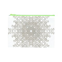 Silver Snowflake Doily Cosmetic Bag (Large) from ArtsNow.com Front