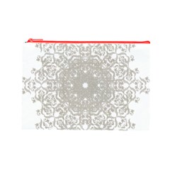 Silver Snowflake Doily Cosmetic Bag (Large) from ArtsNow.com Front