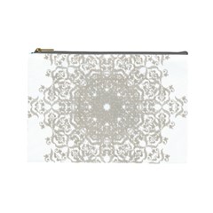 Silver Snowflake Doily Cosmetic Bag (Large) from ArtsNow.com Front