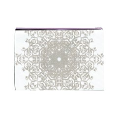 Silver Snowflake Doily Cosmetic Bag (Large) from ArtsNow.com Back