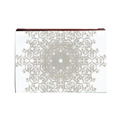 Silver Snowflake Doily Cosmetic Bag (Large) from ArtsNow.com Back