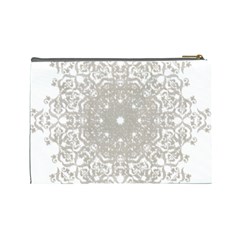 Silver Snowflake Doily Cosmetic Bag (Large) from ArtsNow.com Back