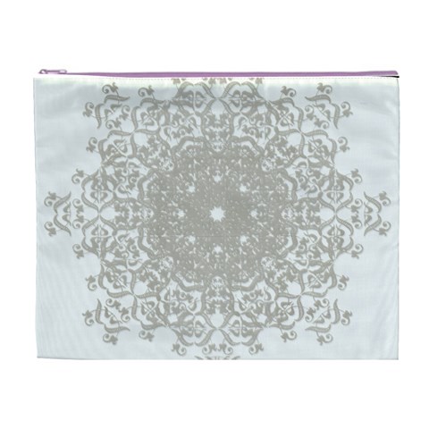 Silver Snowflake Doily Cosmetic Bag (XL) from ArtsNow.com Front