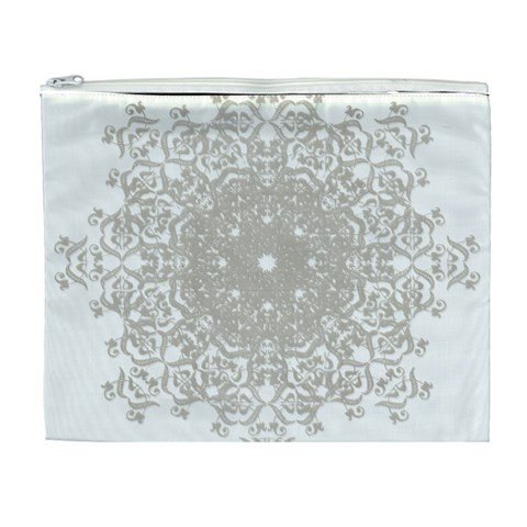 Silver Snowflake Doily Cosmetic Bag (XL) from ArtsNow.com Front