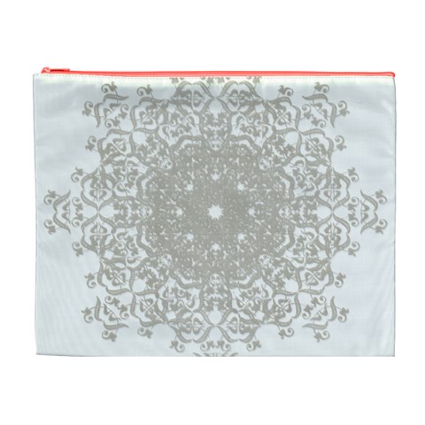 Silver Snowflake Doily Cosmetic Bag (XL) from ArtsNow.com Front