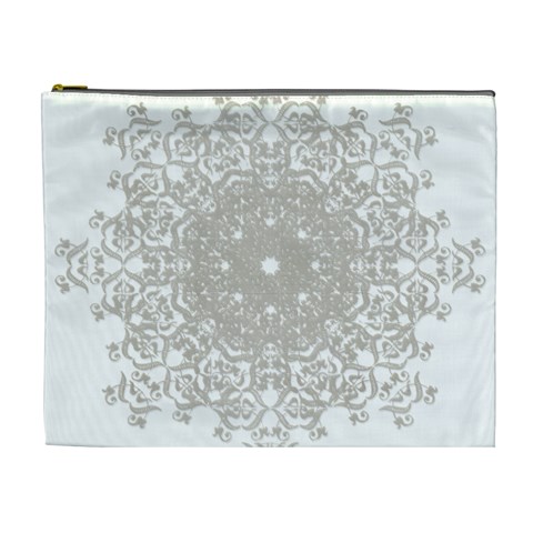 Silver Snowflake Doily Cosmetic Bag (XL) from ArtsNow.com Front