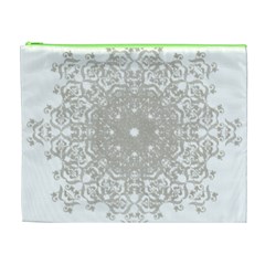 Silver Snowflake Doily Cosmetic Bag (XL) from ArtsNow.com Front