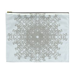 Silver Snowflake Doily Cosmetic Bag (XL) from ArtsNow.com Front