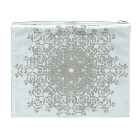 Silver Snowflake Doily Cosmetic Bag (XL) from ArtsNow.com Back