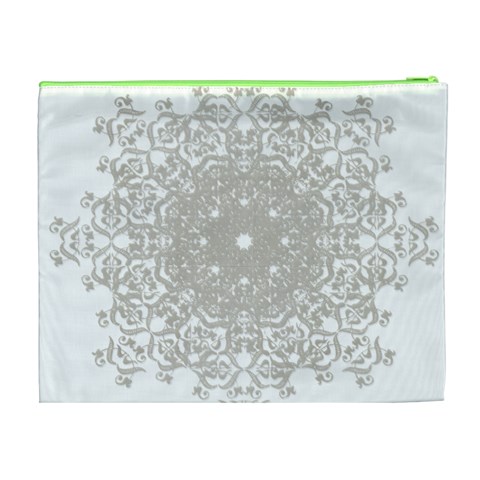 Silver Snowflake Doily Cosmetic Bag (XL) from ArtsNow.com Back