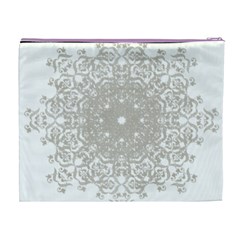 Silver Snowflake Doily Cosmetic Bag (XL) from ArtsNow.com Back