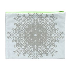 Silver Snowflake Doily Cosmetic Bag (XL) from ArtsNow.com Back