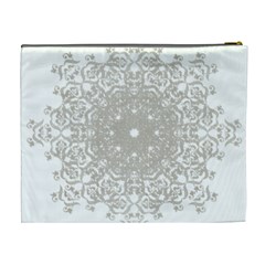 Silver Snowflake Doily Cosmetic Bag (XL) from ArtsNow.com Back