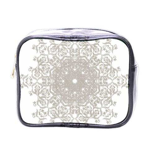 Silver Snowflake Doily Mini Toiletries Bag (One Side) from ArtsNow.com Front