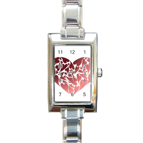 Pink Love Rectangular Italian Charm Watch from ArtsNow.com Front