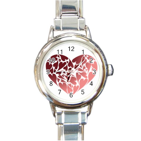 Pink Love Round Italian Charm Watch from ArtsNow.com Front