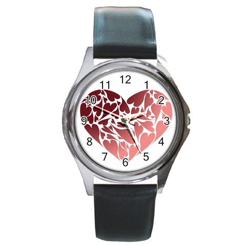 Pink Love Round Metal Watch from ArtsNow.com Front