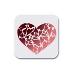 Pink Love Rubber Square Coaster (4 pack)