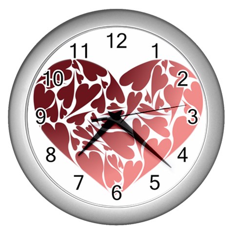 Pink Love Wall Clock (Silver) from ArtsNow.com Front