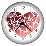 Pink Love Wall Clock (Silver)