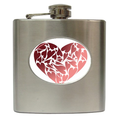 Pink Love Hip Flask (6 oz) from ArtsNow.com Front