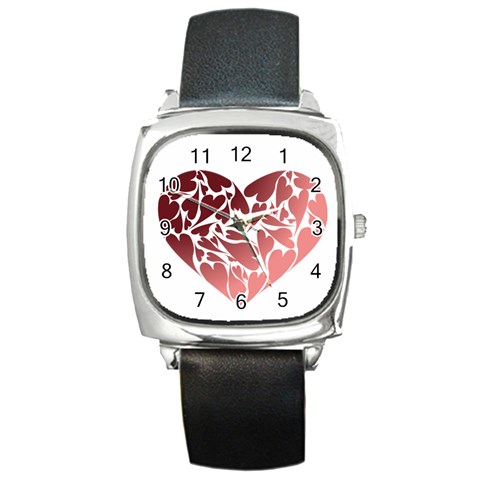 Pink Love Square Metal Watch from ArtsNow.com Front