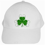 Sparkly Clover Leaves White Cap