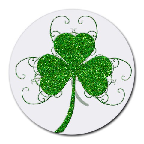 Sparkly Clover Leaves Round Mousepad from ArtsNow.com Front