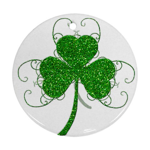 Sparkly Clover Leaves Ornament (Round) from ArtsNow.com Front