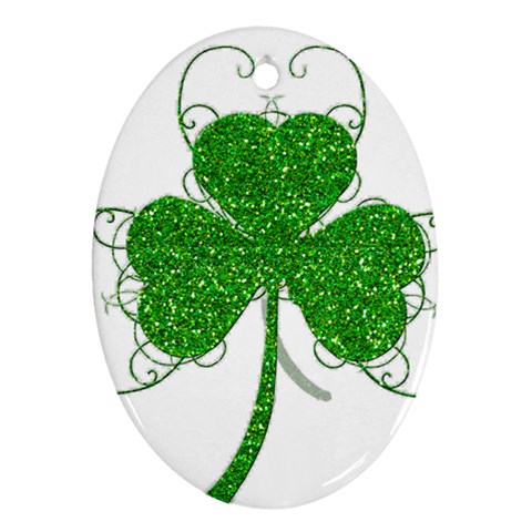 Sparkly Clover Leaves Ornament (Oval) from ArtsNow.com Front