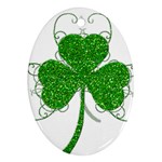 Sparkly Clover Leaves Ornament (Oval)