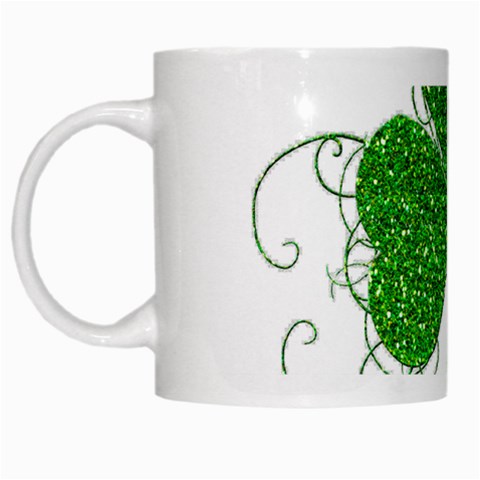 Sparkly Clover Leaves White Mug from ArtsNow.com Left