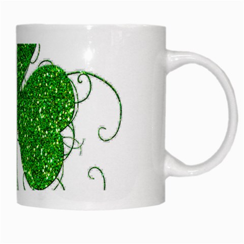 Sparkly Clover Leaves White Mug from ArtsNow.com Right