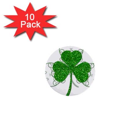 Sparkly Clover Leaves 1  Mini Button (10 pack)  from ArtsNow.com Front