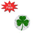 Sparkly Clover Leaves 1  Mini Button (10 pack) 