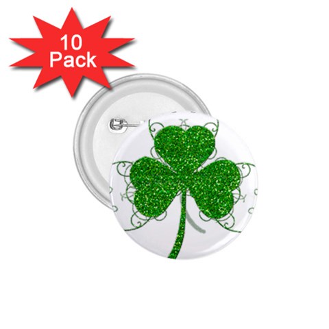 Sparkly Clover Leaves 1.75  Button (10 pack)  from ArtsNow.com Front