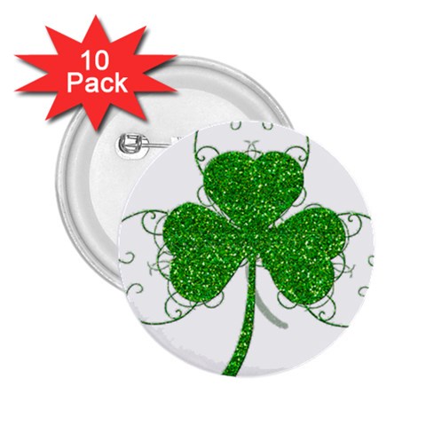 Sparkly Clover Leaves 2.25  Button (10 pack) from ArtsNow.com Front