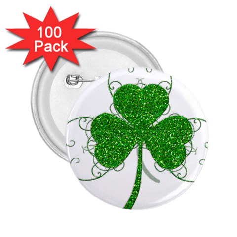 Sparkly Clover Leaves 2.25  Button (100 pack) from ArtsNow.com Front