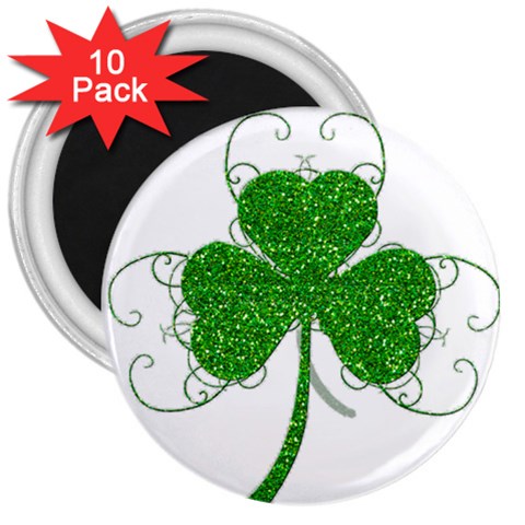 Sparkly Clover Leaves 3  Magnet (10 pack) from ArtsNow.com Front