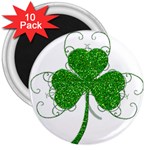 Sparkly Clover Leaves 3  Magnet (10 pack)