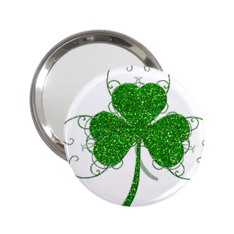 Sparkly Clover Leaves 2.25  Handbag Mirror from ArtsNow.com Front