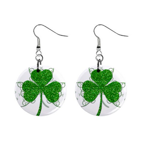 Sparkly Clover Leaves 1  Button Earrings from ArtsNow.com Front