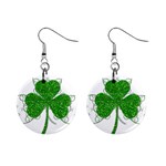 Sparkly Clover Leaves 1  Button Earrings