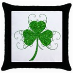 Sparkly Clover Leaves Throw Pillow Case (Black)