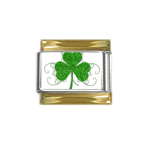 Sparkly Clover Leaves Gold Trim Italian Charm (9mm) from ArtsNow.com Front