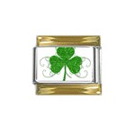 Sparkly Clover Leaves Gold Trim Italian Charm (9mm)