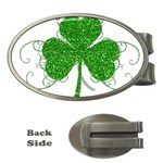 Sparkly Clover Leaves Money Clip (Oval)