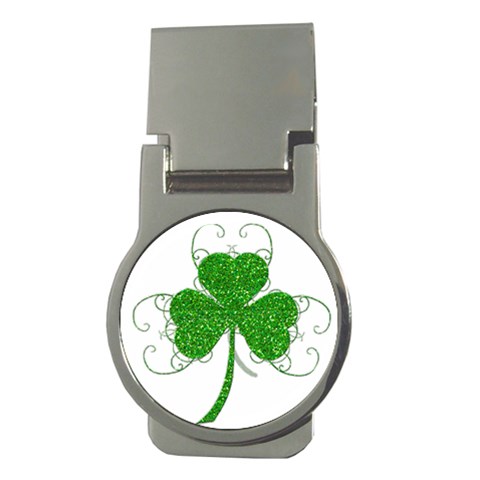 Sparkly Clover Leaves Money Clip (Round) from ArtsNow.com Front