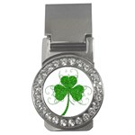 Sparkly Clover Leaves Money Clip (CZ)